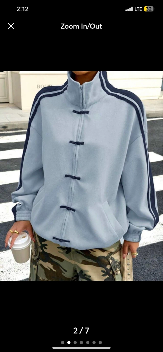 Light Blue Track Jacket with Navy Stripes - photo 2