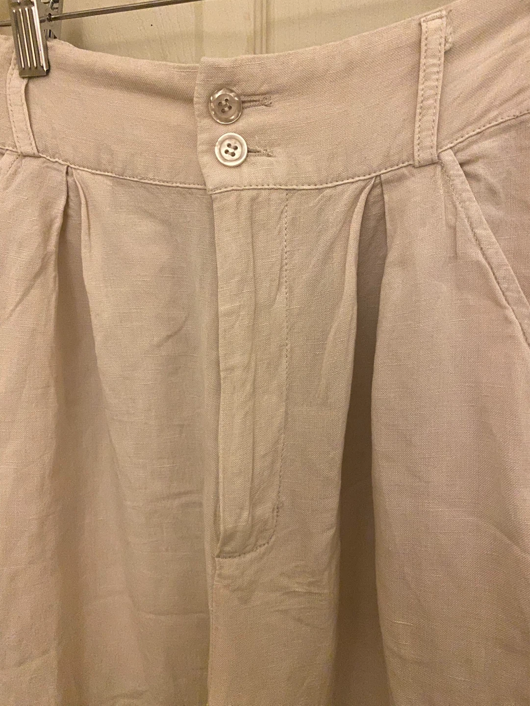 YFB Linen Blend Pants Tan Elastic Waist Wide Leg - photo 3