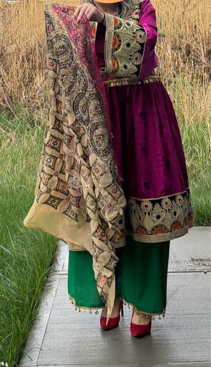 Women's Afghan Dress with Scarf