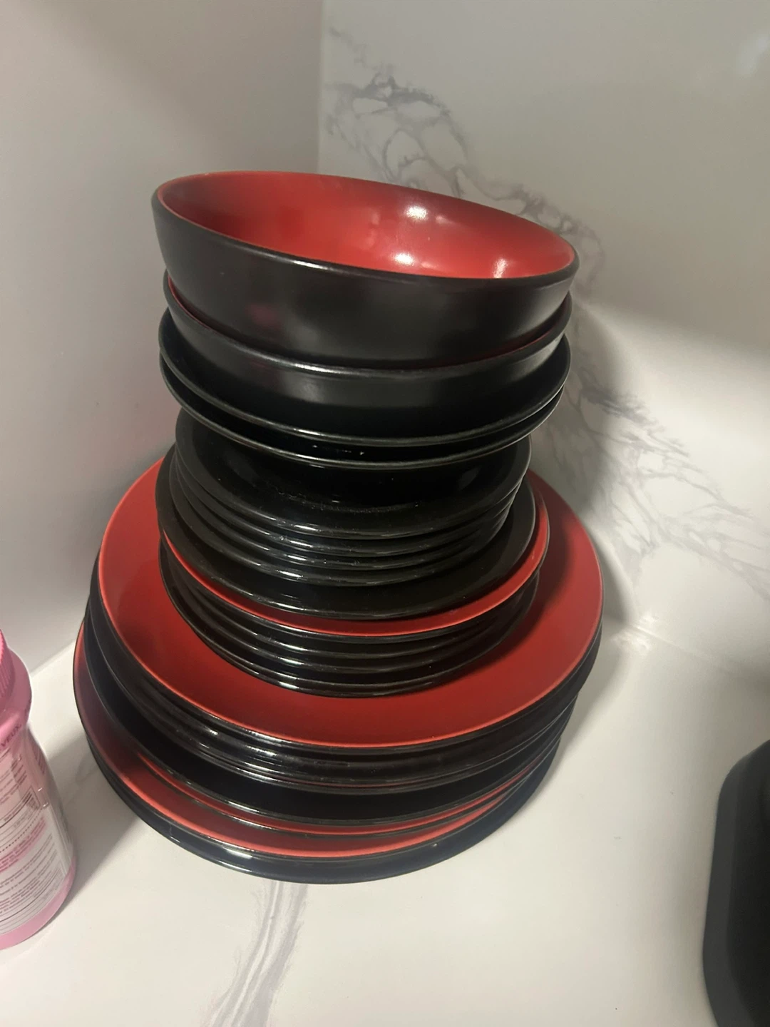 21 Red and Black Dinnerware set (Bowls and Plates)