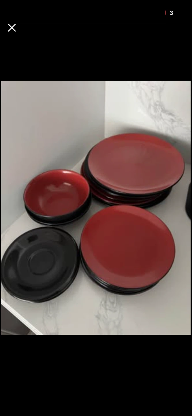 21 Red and Black Dinnerware set (Bowls and Plates) - photo 3