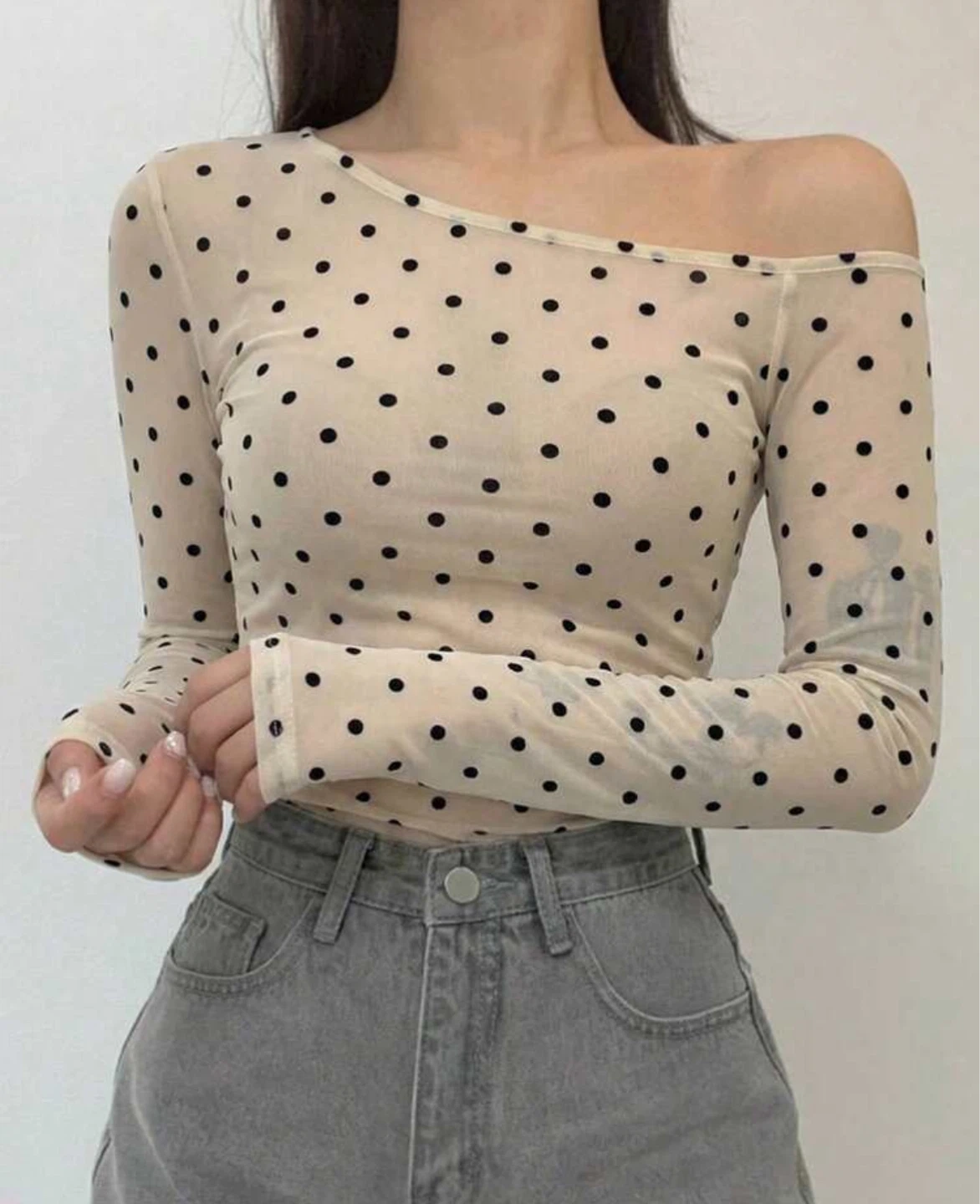 Women's Polka Dot Mesh Top