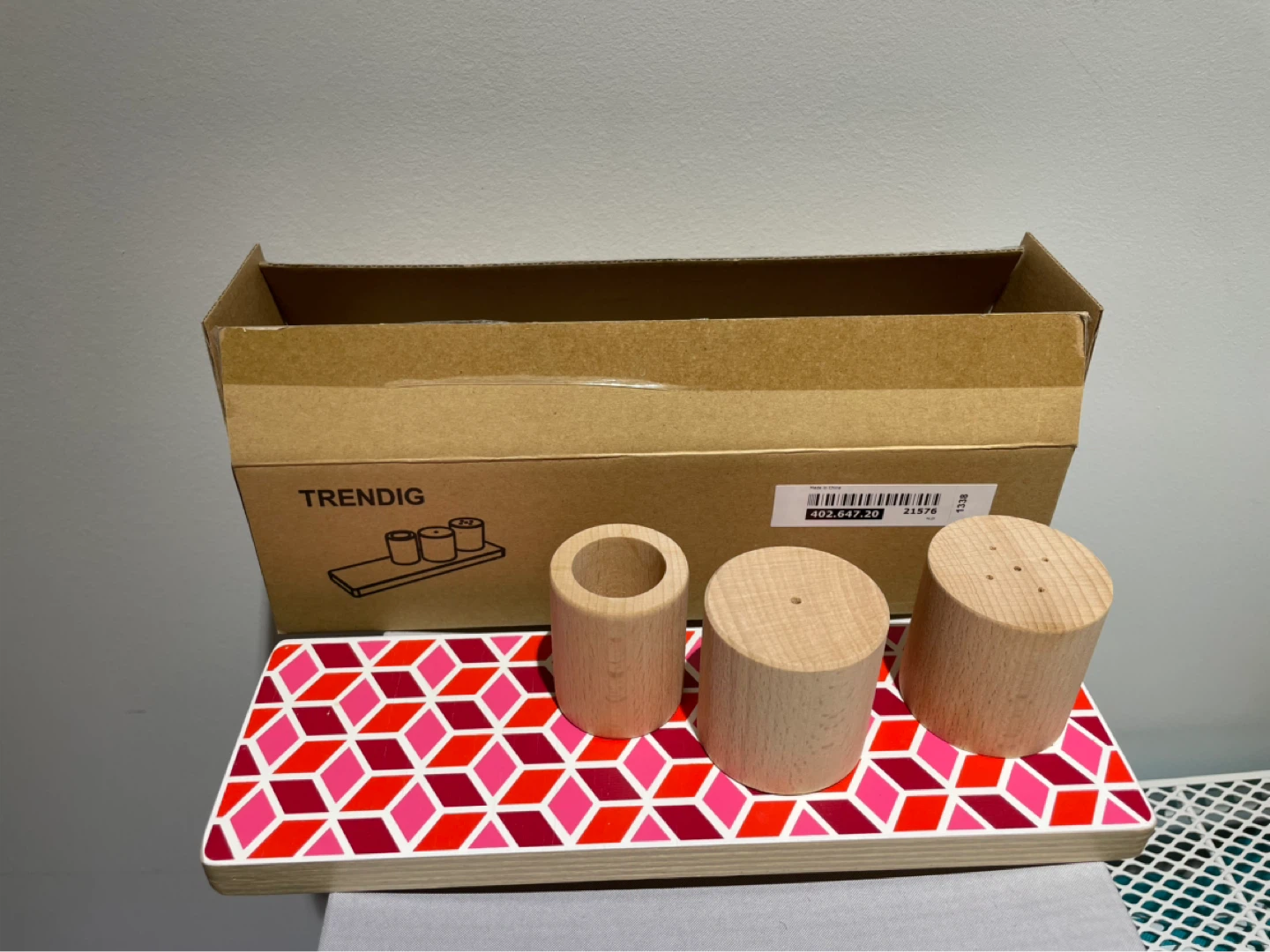 IKEA TRENDIG Wood Salt & Pepper Shakers with Tray