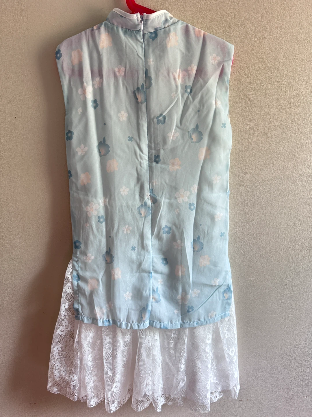 Light Blue Floral Qipao with Lace Trim 5-6T - photo 2