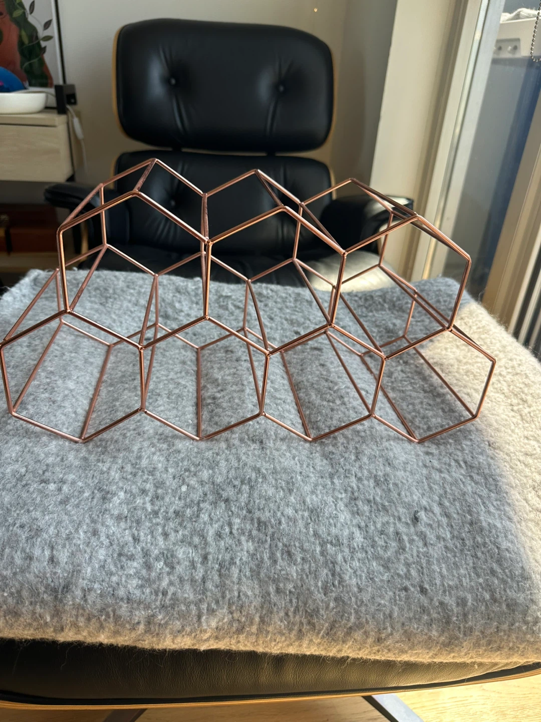 Copper Geometric Wine Rack - photo 2