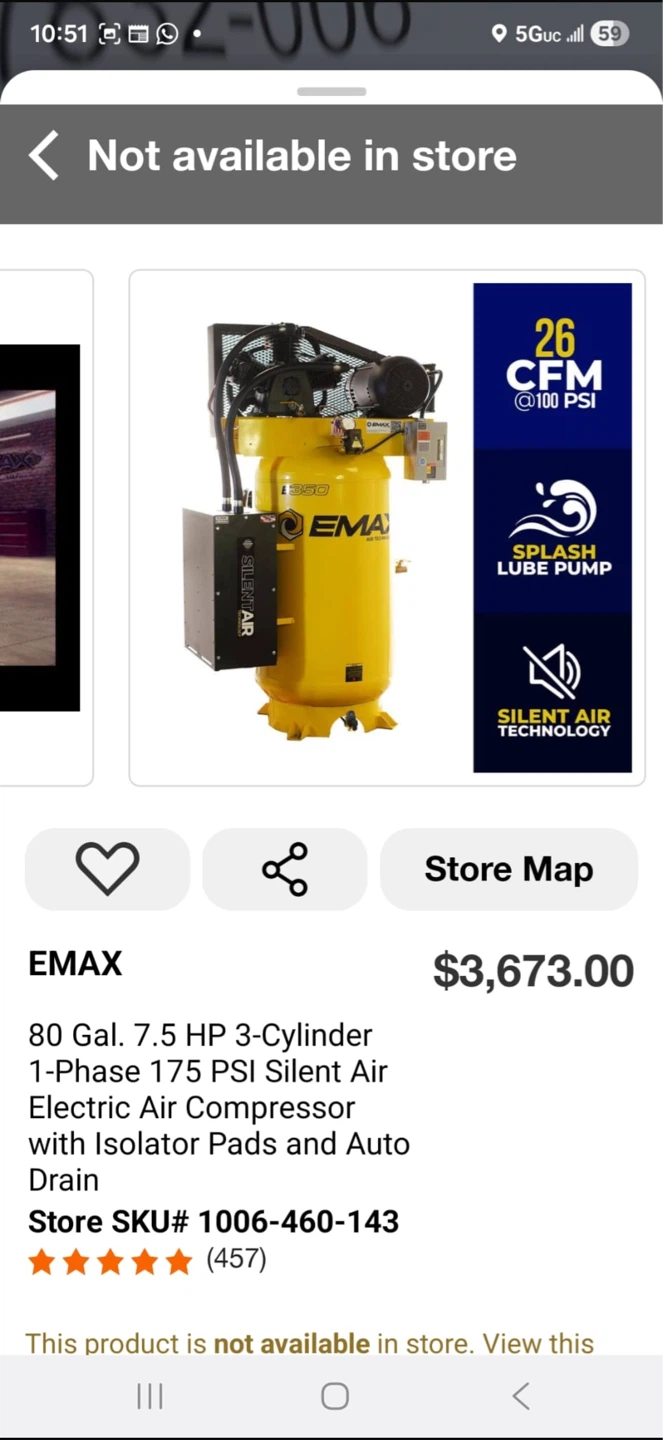 EMAX 80 Gallon 7.5 HP Air Compressor - photo 3