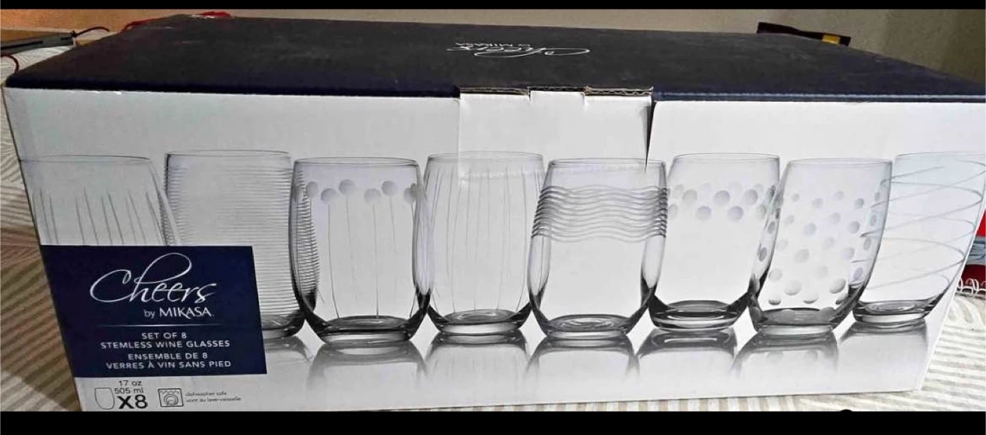 Retails $150, Brand New Mikasa Cheers Set of 8 Wine Glasses - photo 2
