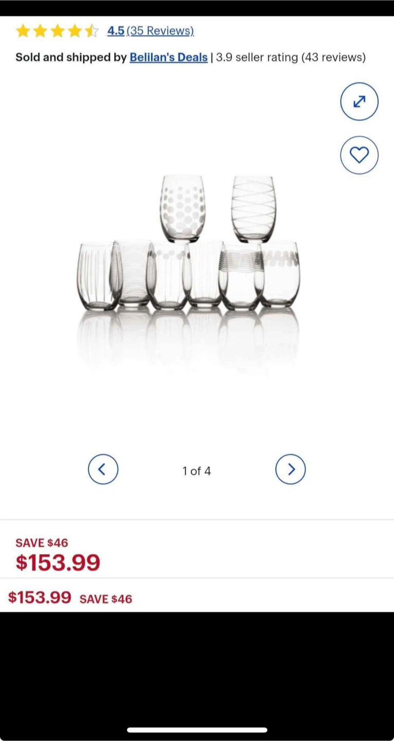 Retails $150, Brand New Mikasa Cheers Set of 8 Wine Glasses
