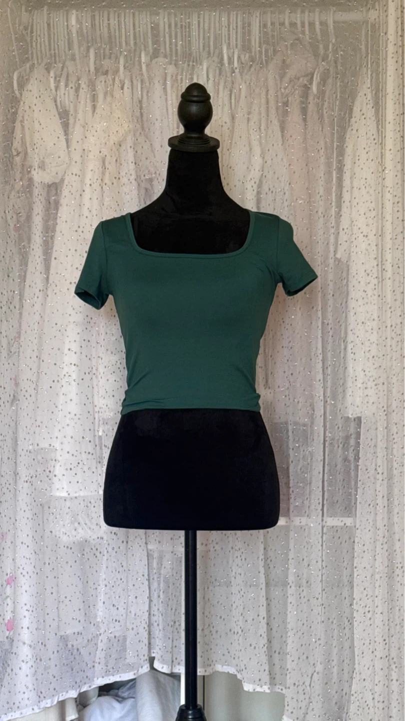 Hollister Women's Green Square Neck Shirt