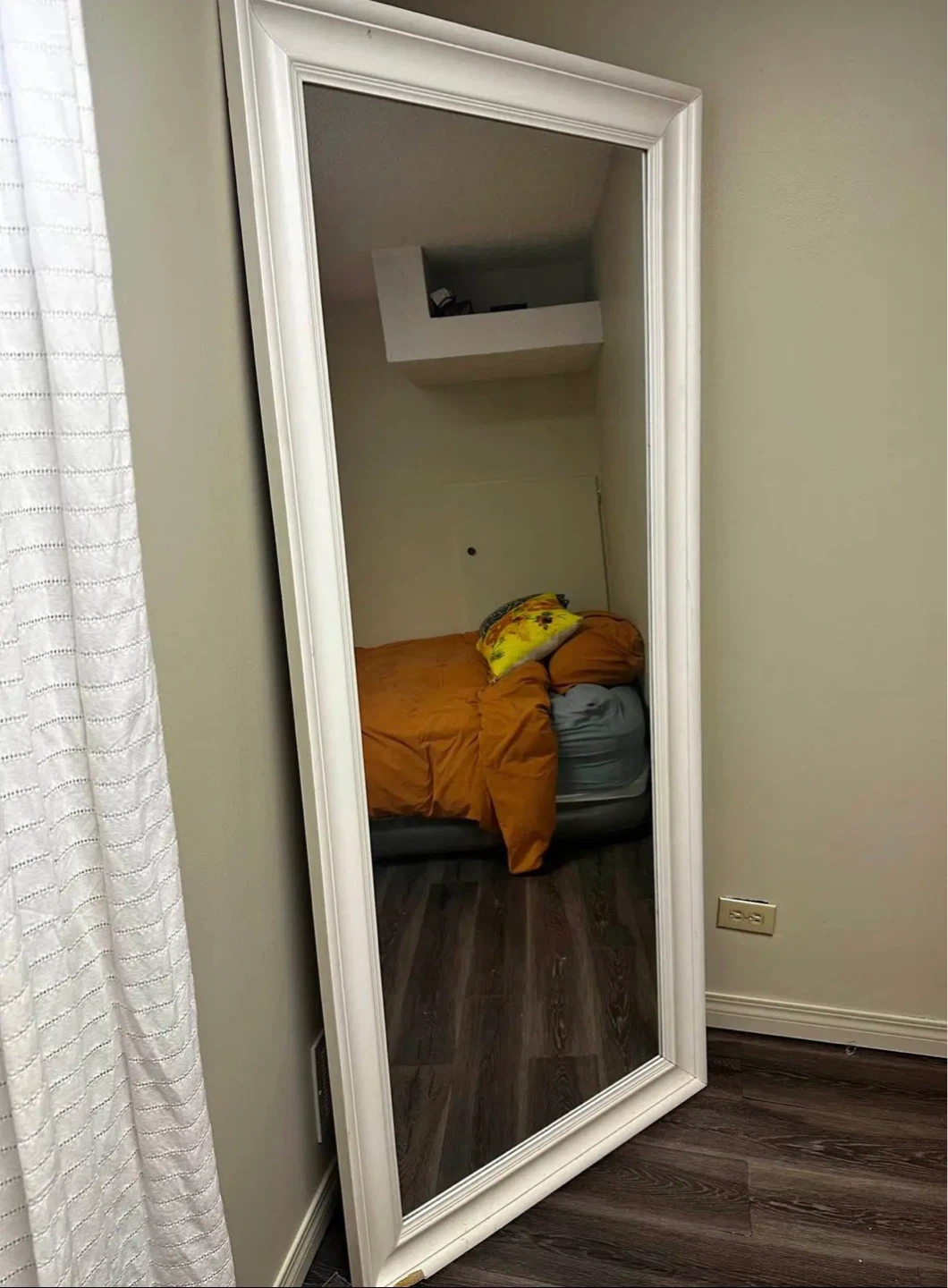 Large White Full-Length Floor Mirror