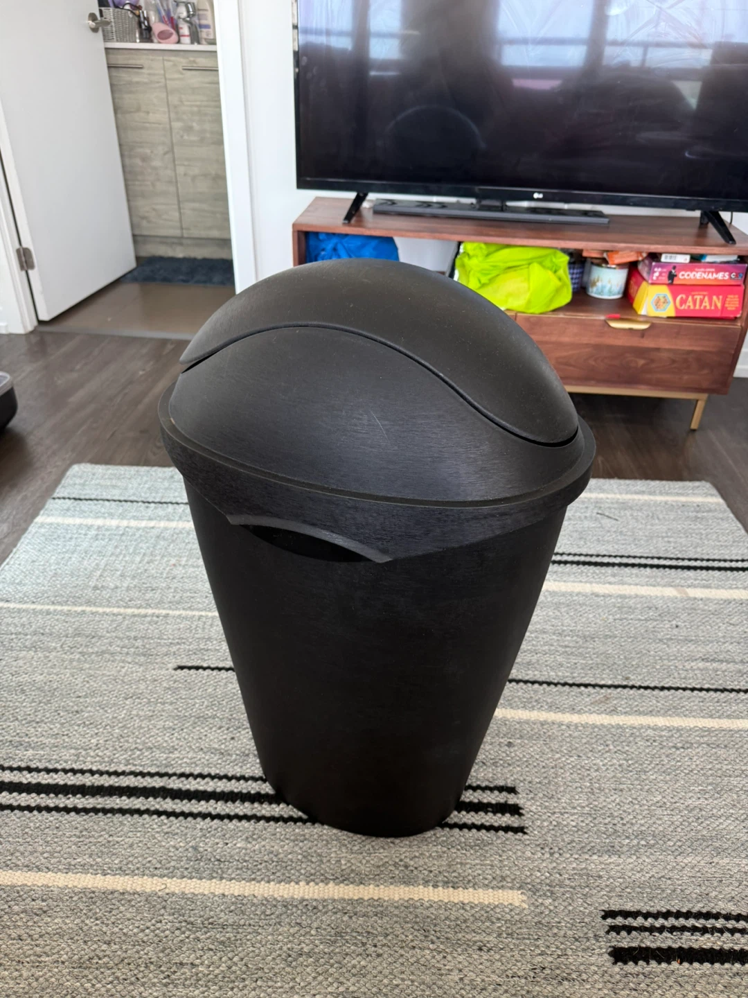 Black Swing Top Trash Can - photo 2