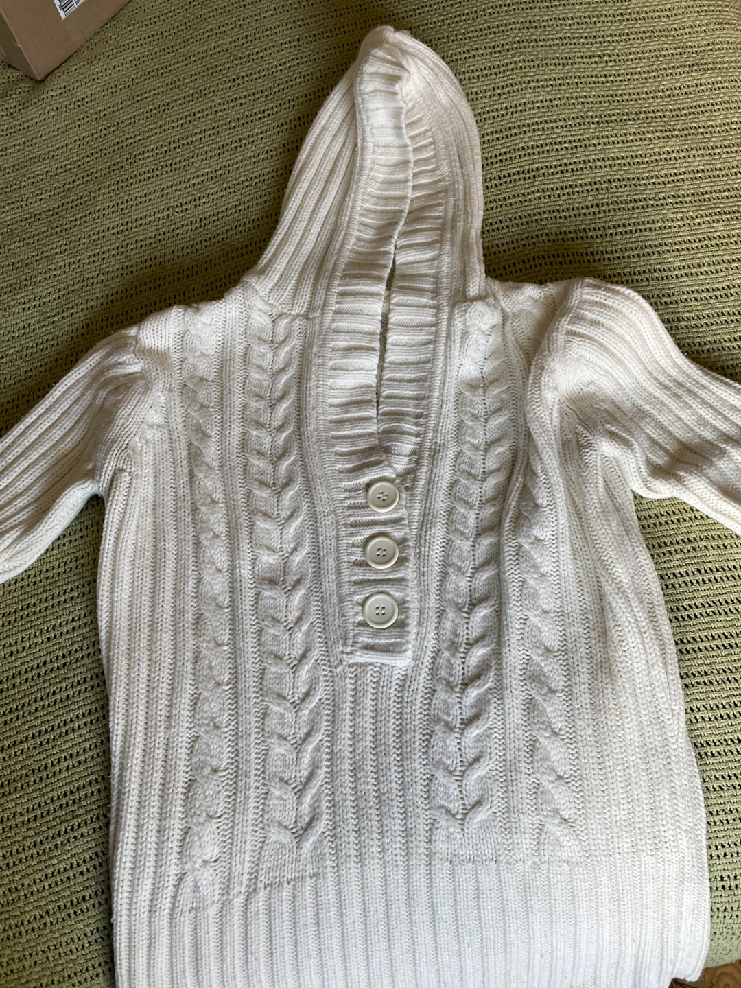 White Cable Knit Hooded Sweater - photo 2