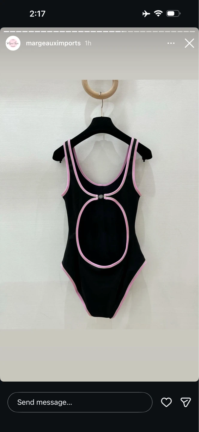 CHANEL Black One-Piece Swimsuit with Pink Trim - photo 2
