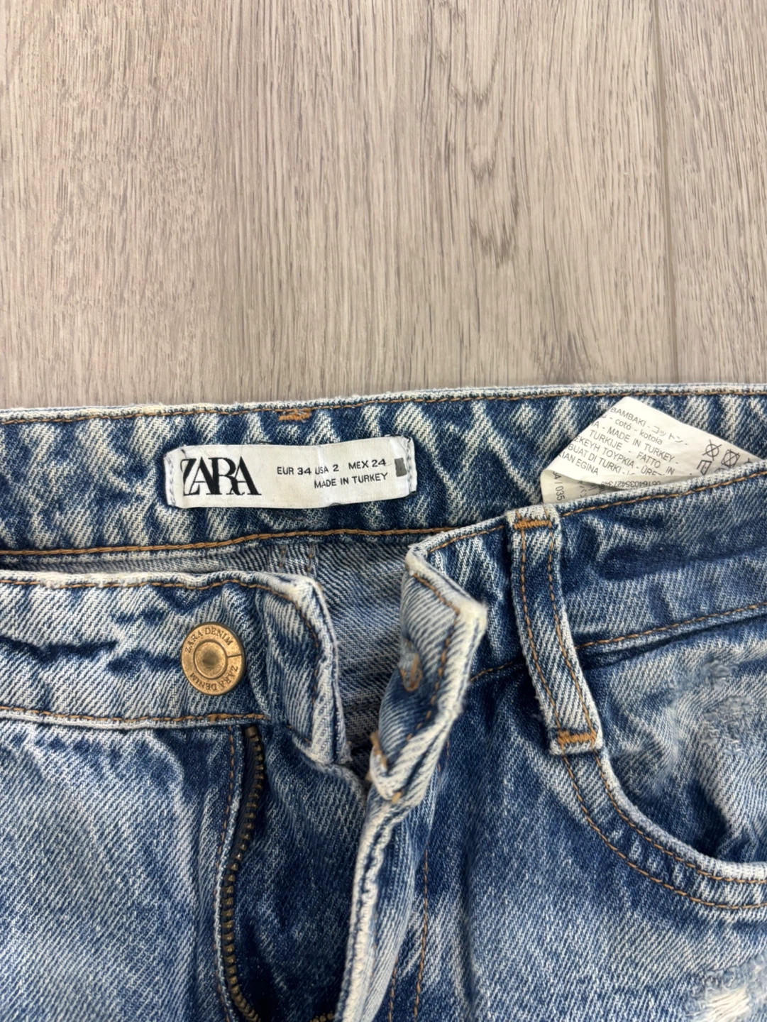 ZARA Women's Blue Distressed Wide Leg Jeans - photo 2