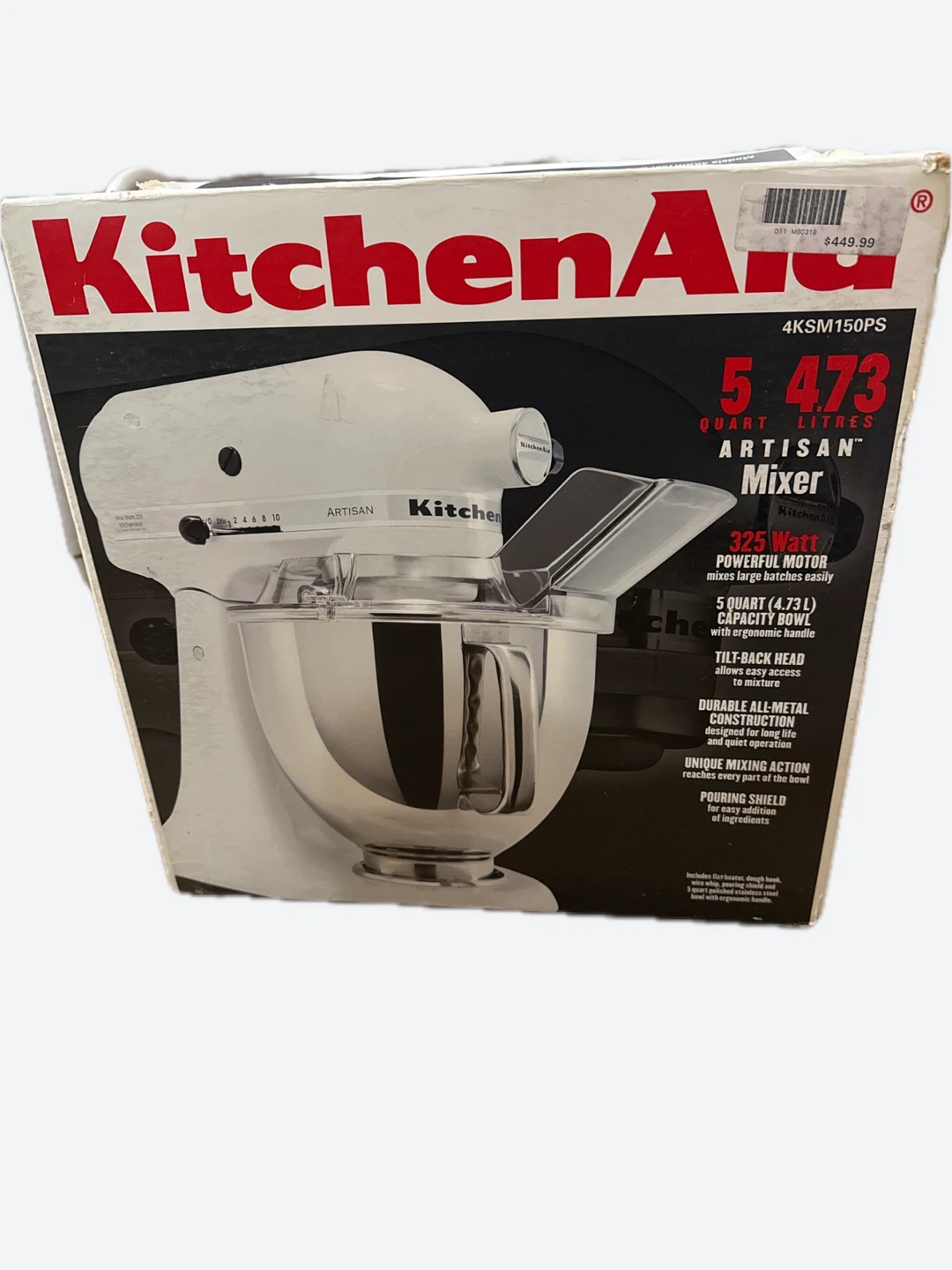 KitchenAid Artisan Stand Mixer 5 Quart - White - photo 4