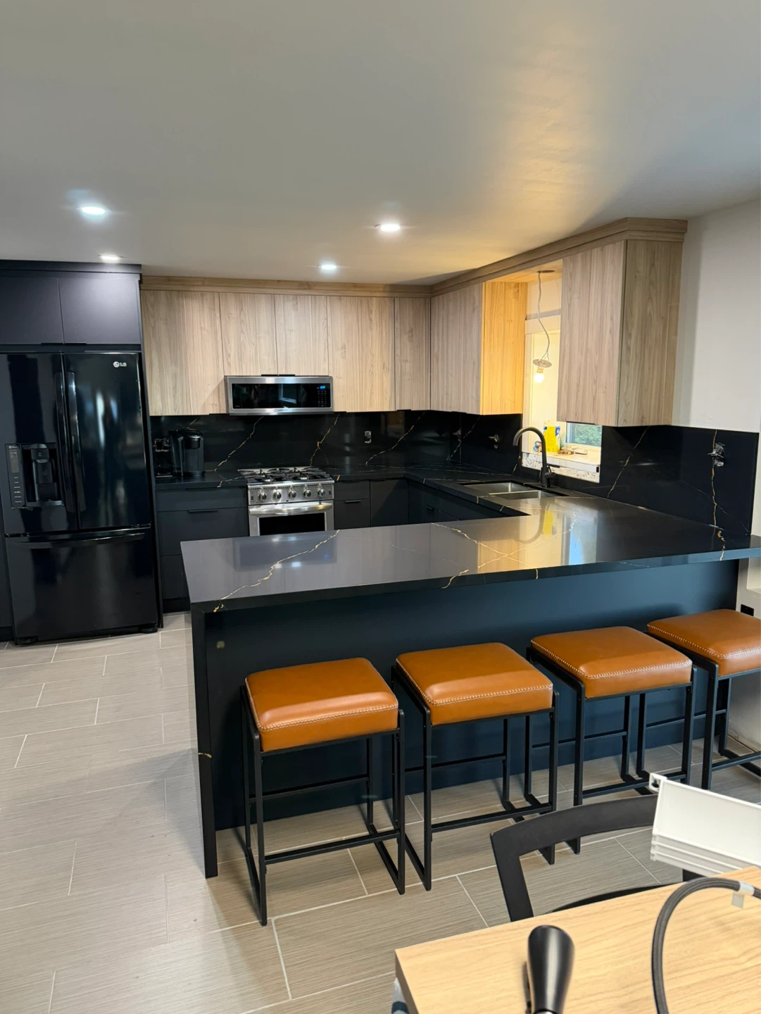 Black Quartz Countertop with Gold Veining - photo 2