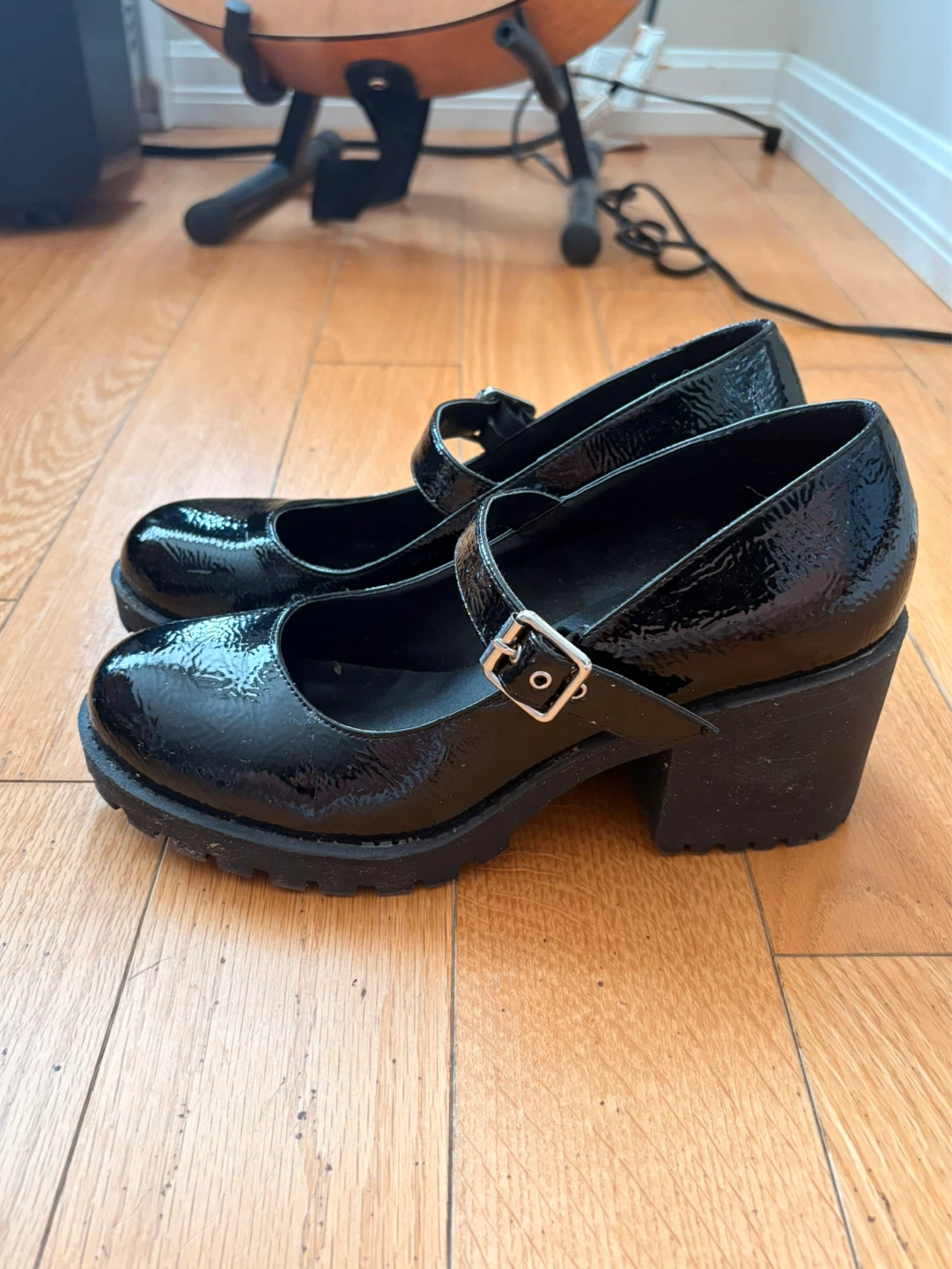 Dirty Laundry Black Patent Mary Jane Platform Heels