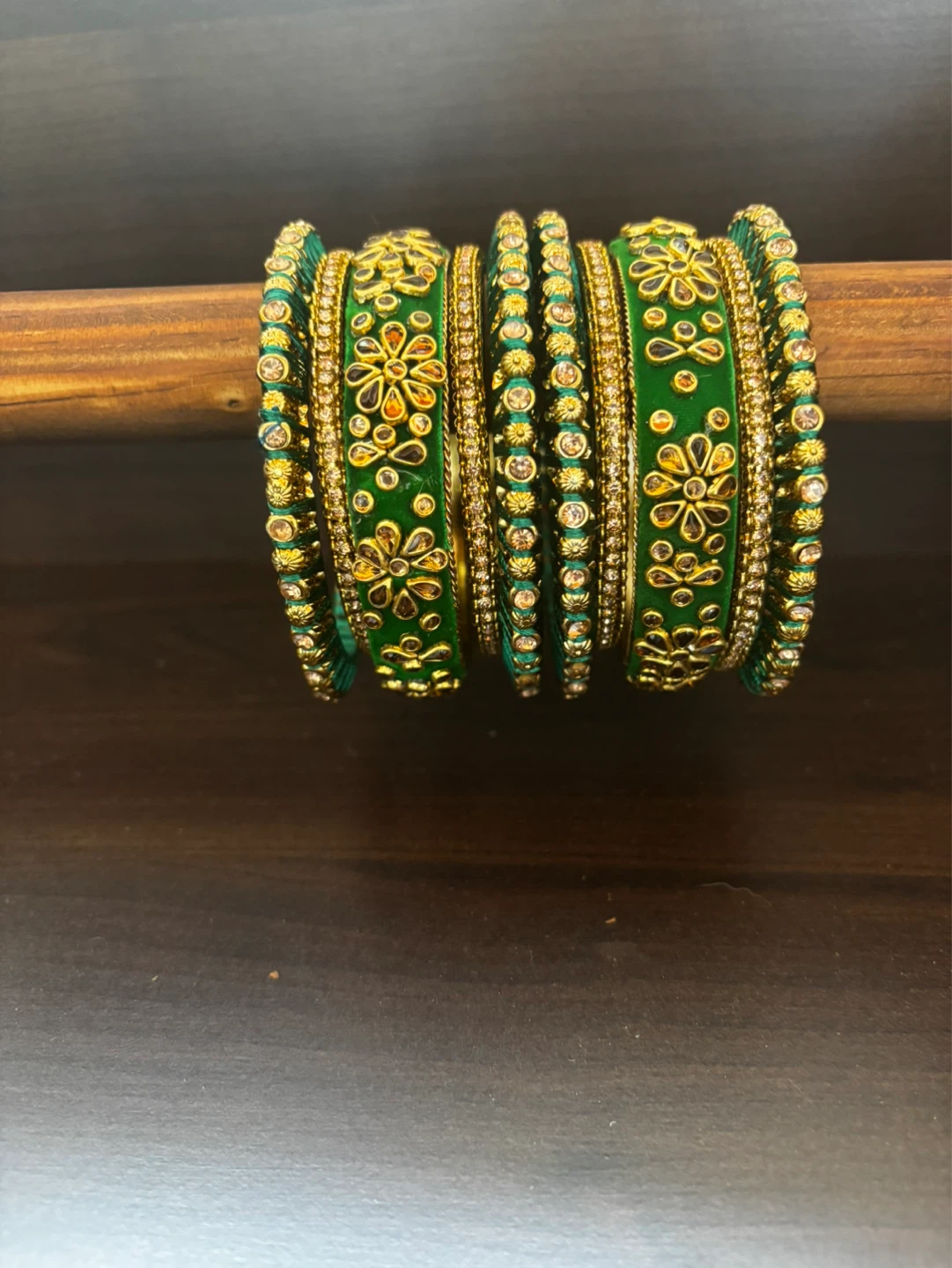 Green Beaded and Embellished Bangles! Size 2.10