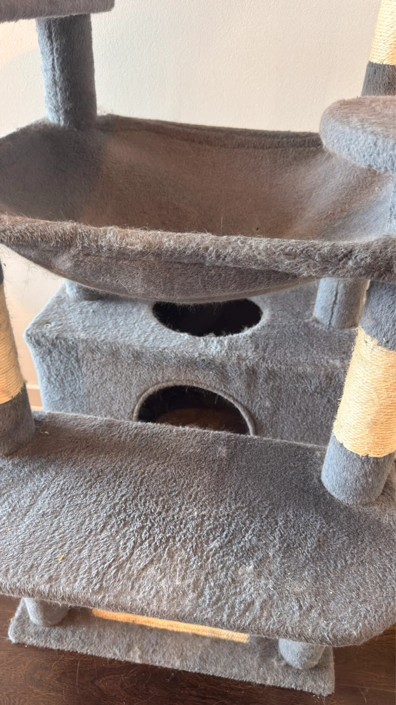 Grey Multi-Level Cat Tree with Scratching Posts - photo 3