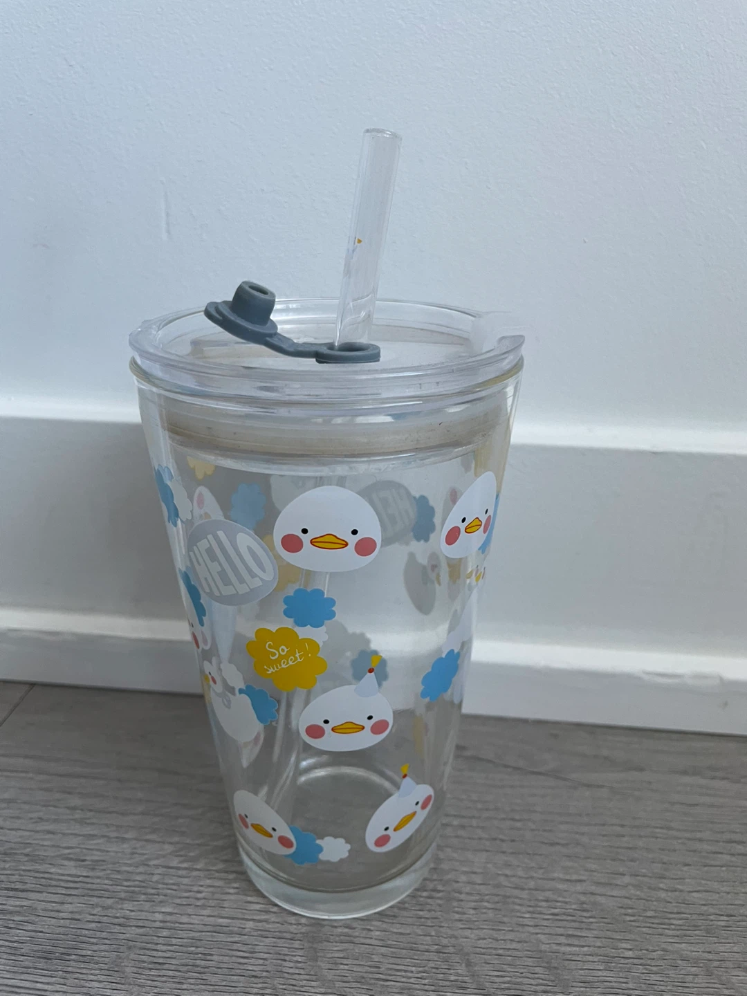 Cute Duck Glass Tumbler with Straw and Lid - photo 2