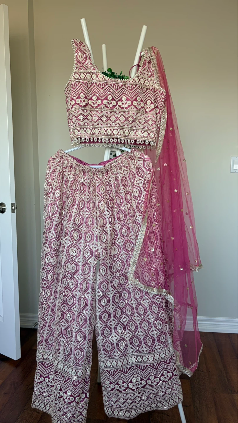 Embroidered Pink Sharara Set with Dupatta