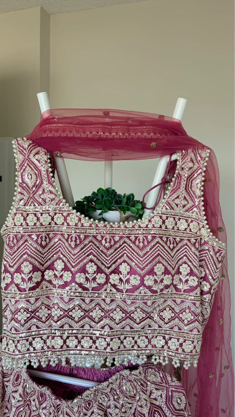 Embroidered Pink Sharara Set with Dupatta - photo 2