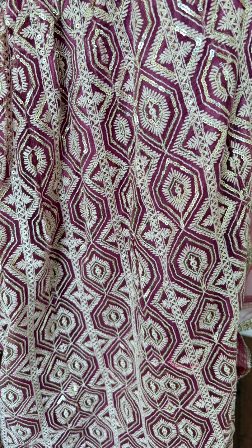Embroidered Pink Sharara Set with Dupatta - photo 5