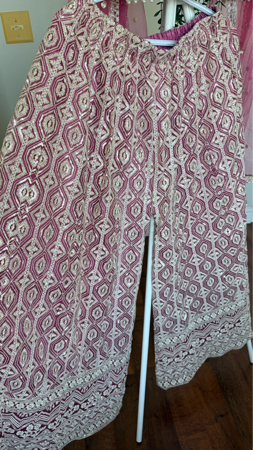 Embroidered Pink Sharara Set with Dupatta - photo 4