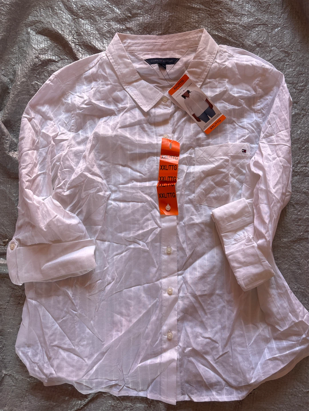 Tommy Hilfiger Women's White Button-Up Shirt XXL