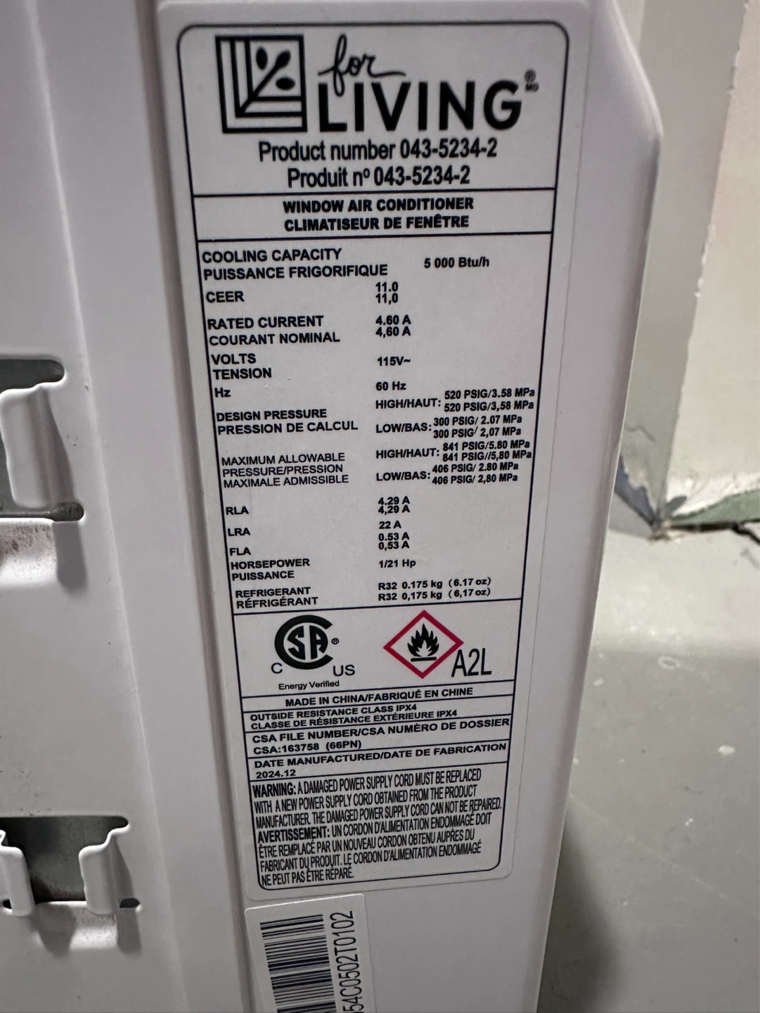 For Living Window AC 5000 BTU/h - photo 2