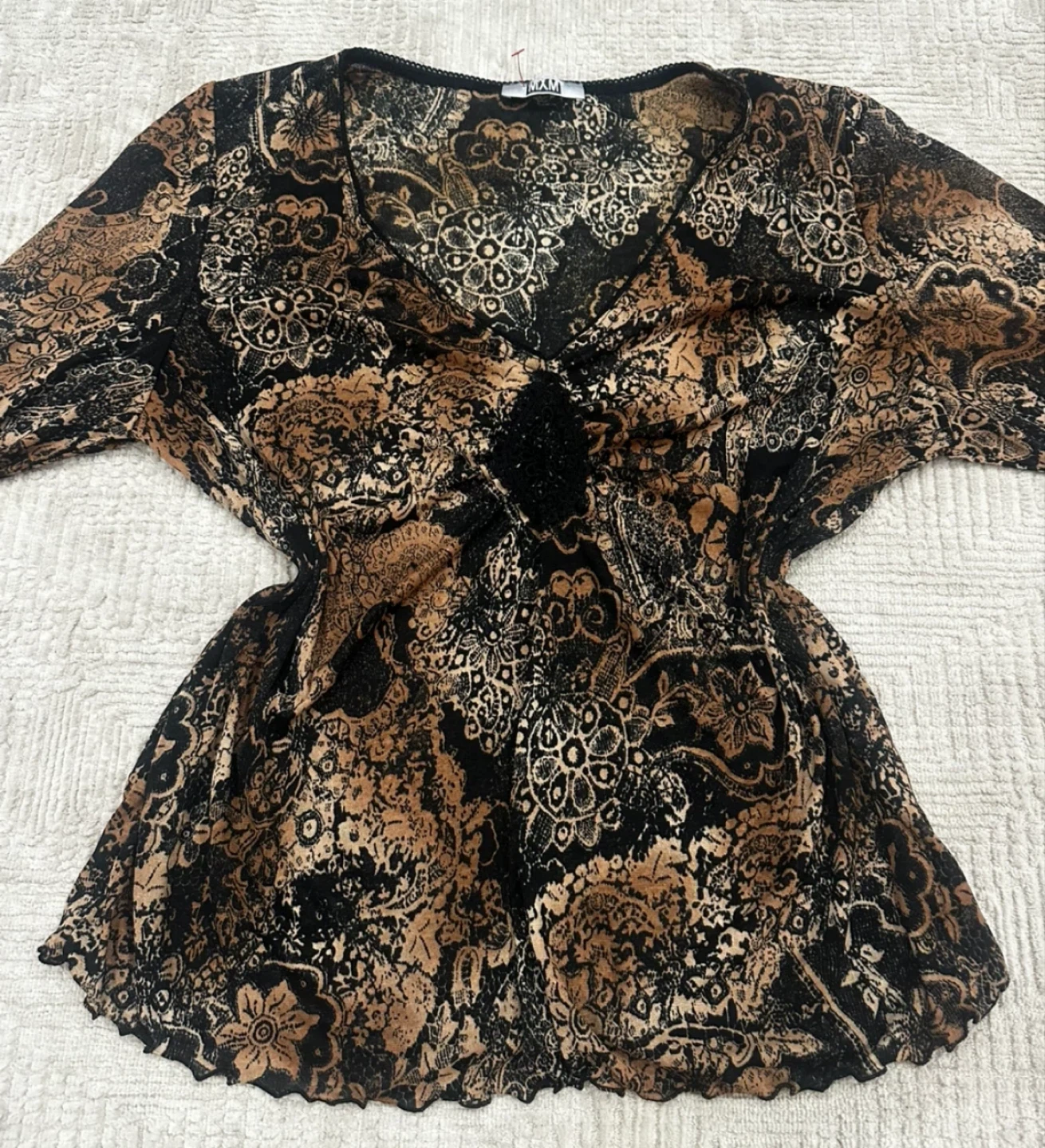 Vintage Long Sleeve Womens Printed Top