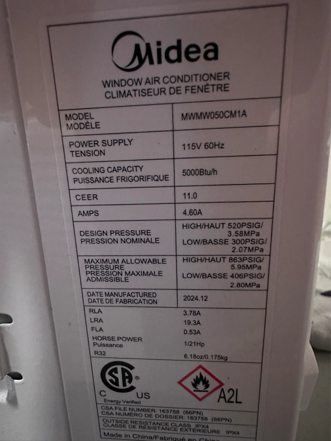 Midea Window AC 5000 BTUs - photo 2