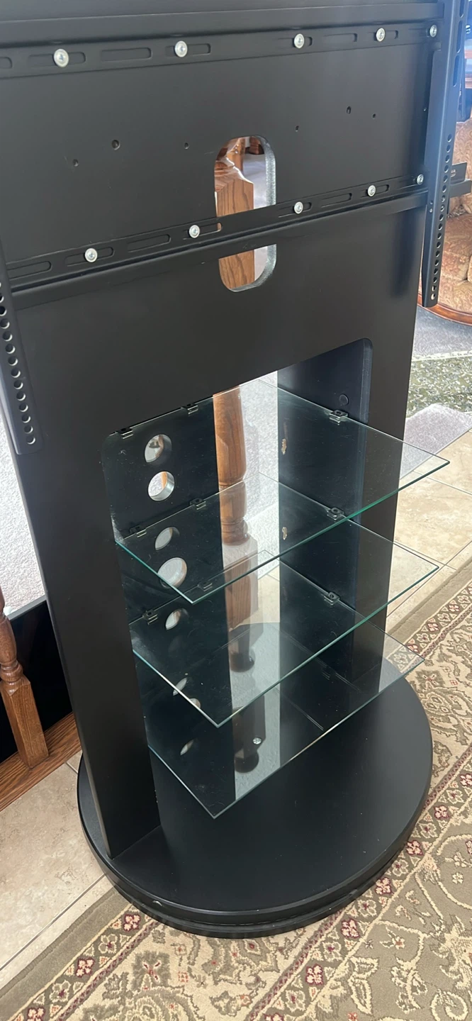 Black TV Stand with Glass Shelves - photo 2