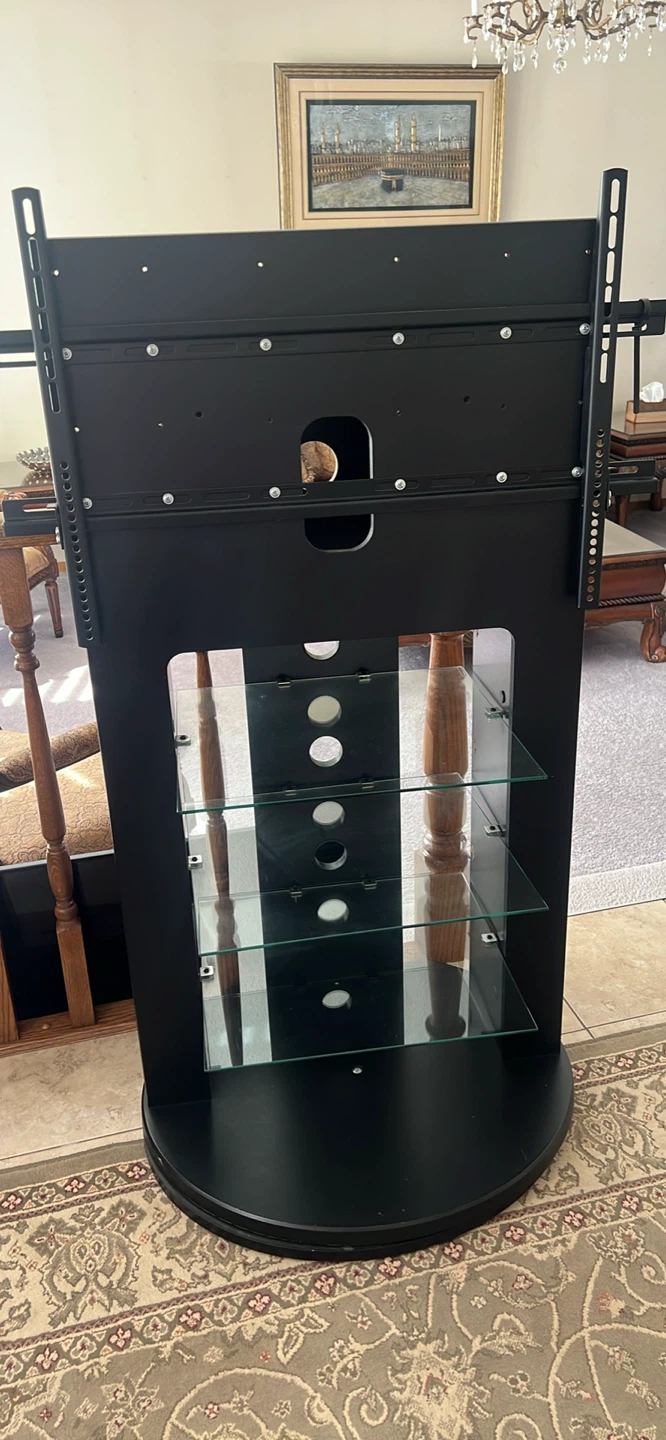 Black TV Stand with Glass Shelves