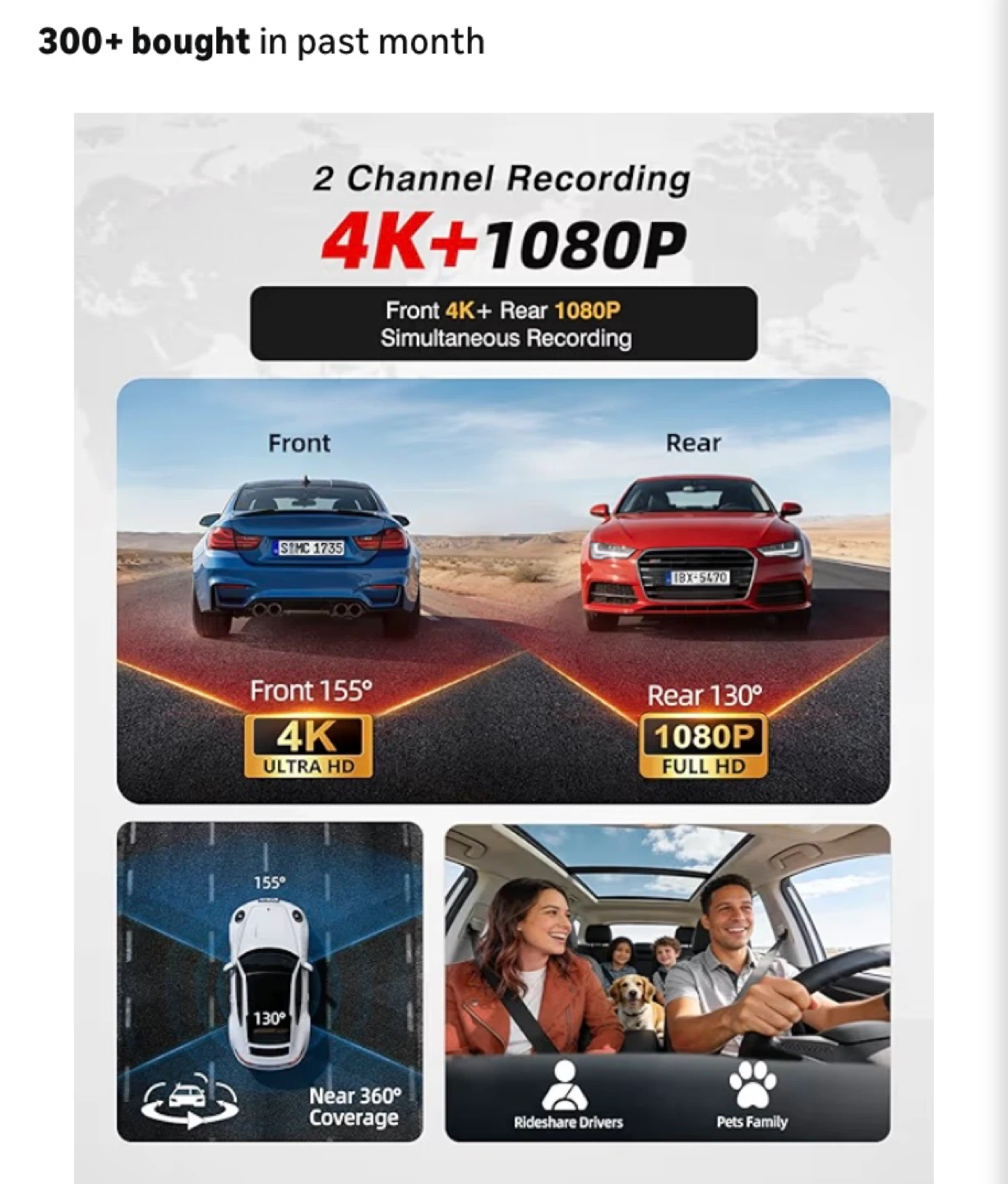 Jzones 4K Dash Cam Front and Rear with 64GB Card - photo 2