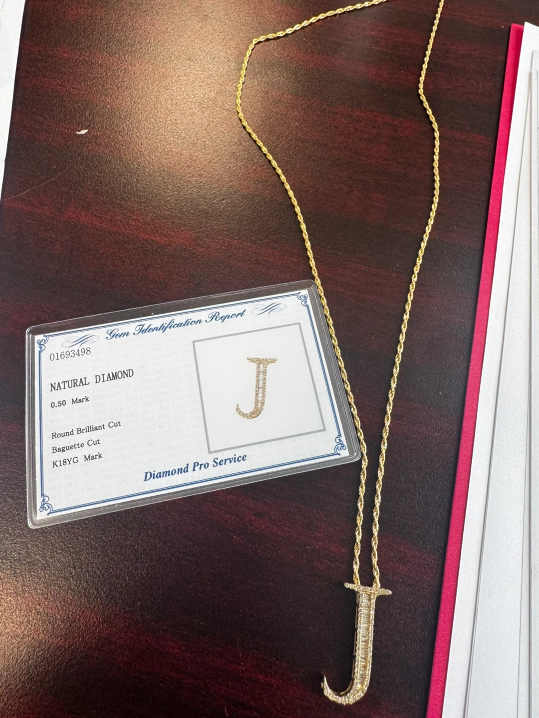 Japan 18K Yellow Gold Diamond "J" Initial Pendant Necklace - photo 3