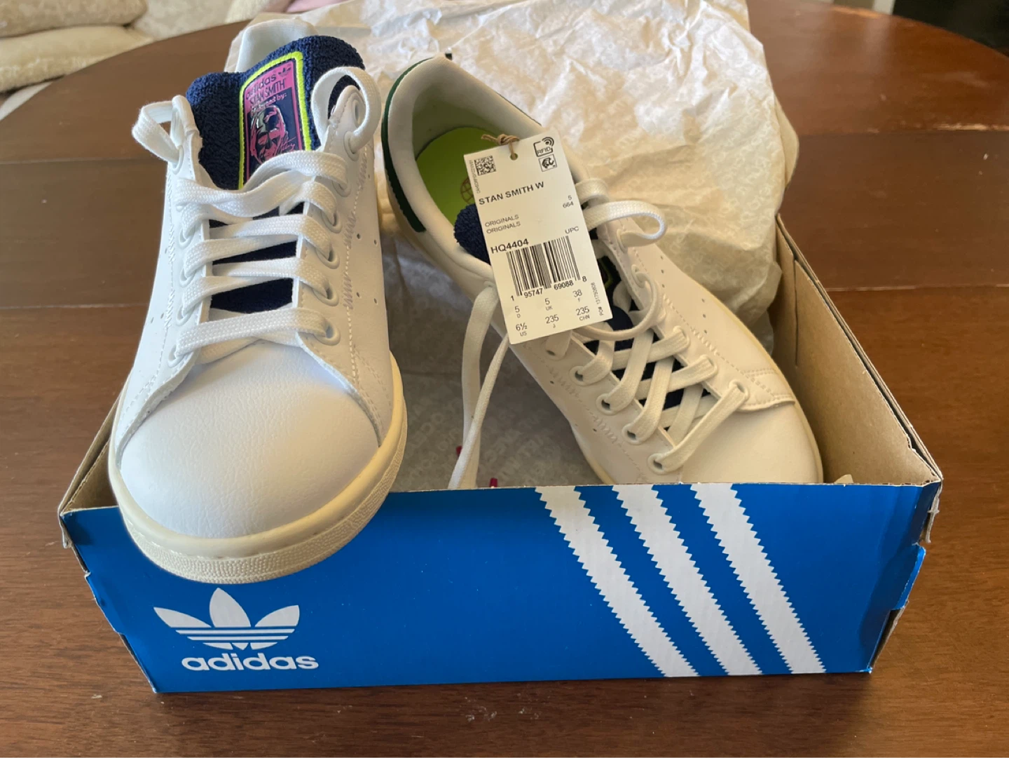 Adidas Stan Smith W White Green Shoes Size 5 - photo 2