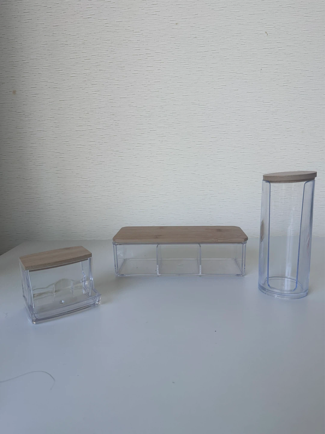 3-Piece Clear Organizer Set with Bamboo Lids