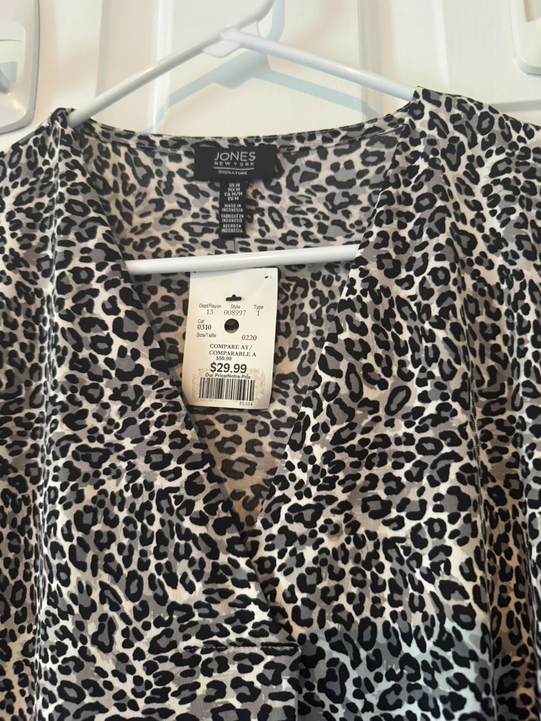 Jones New York Signature Leopard Print Blouse - Size M
