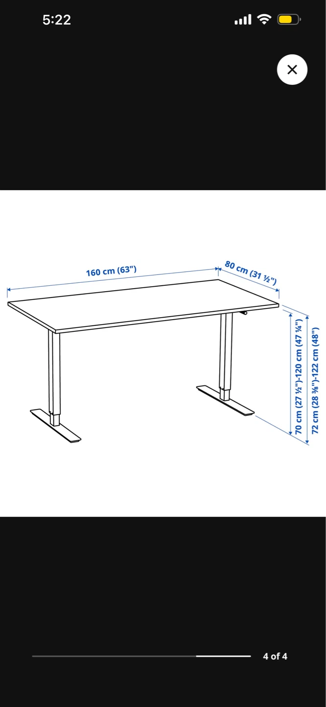 IKEA TEOTTEN Standing Desk - White 160x80 cm - photo 2