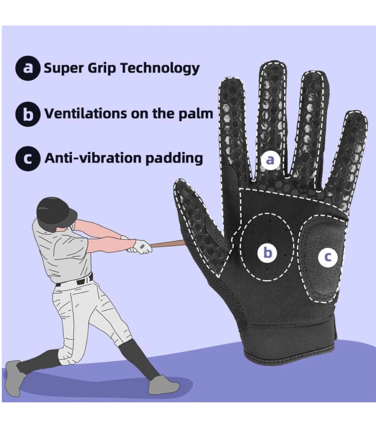 Baseball Sport Gloves, Super Grip Finger - photo 4