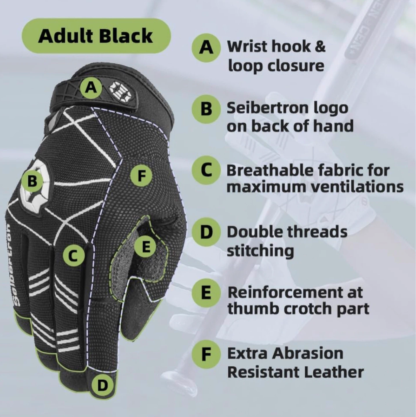 Baseball Sport Gloves, Super Grip Finger - photo 2