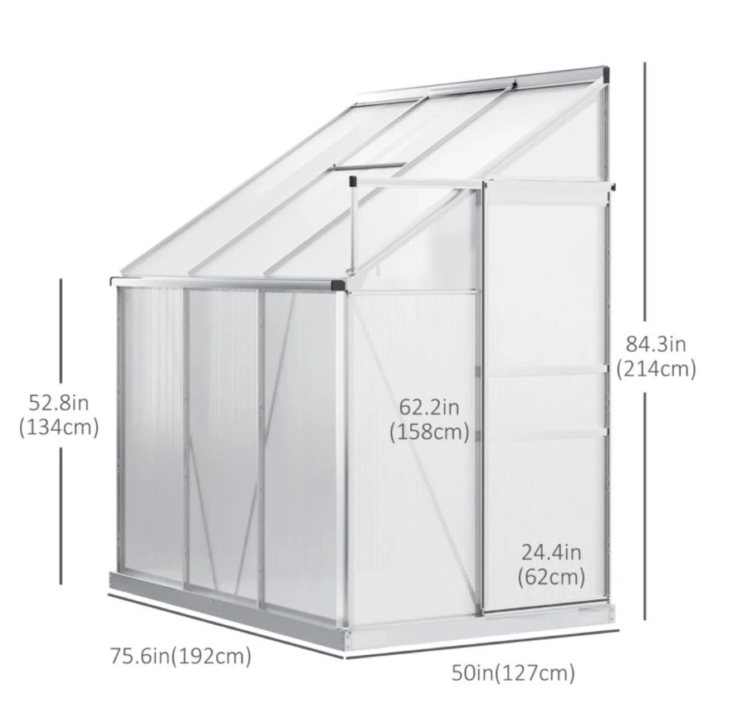 6' x 4' Aluminum Lean-to Greenhouse FRAME ONLY