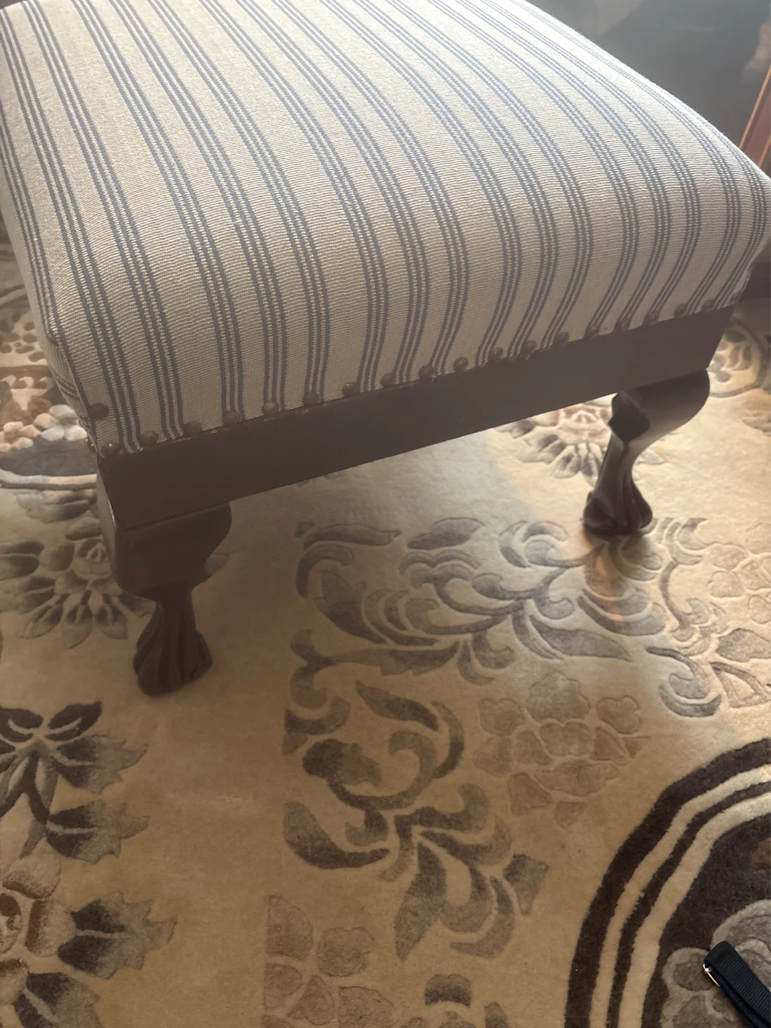 Striped Footstool Ottoman - photo 2