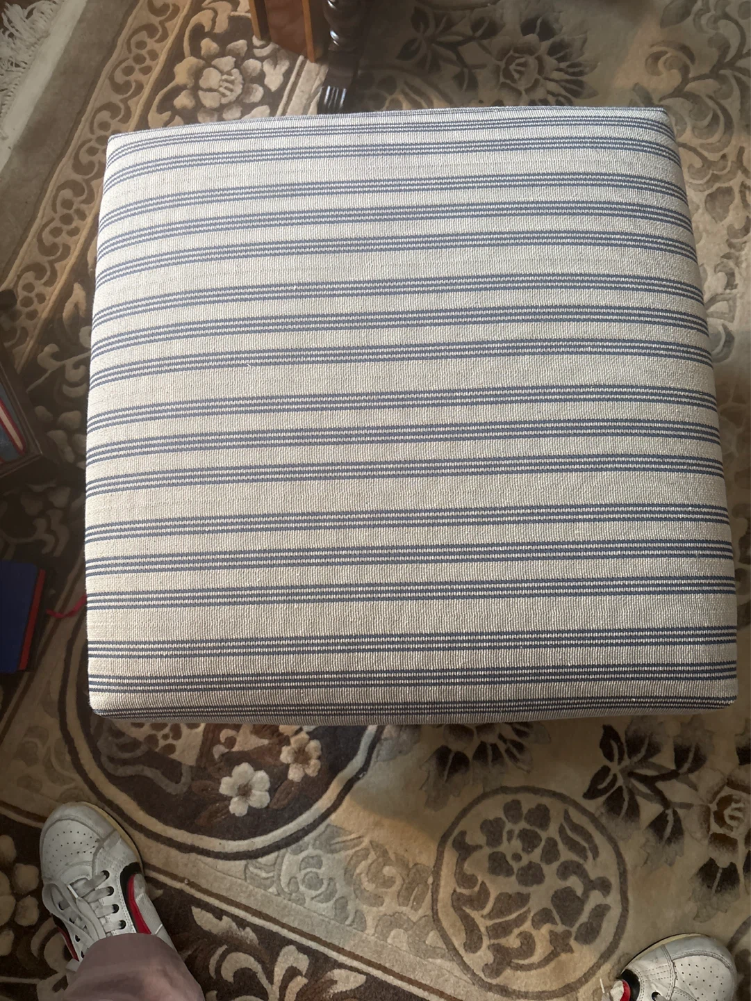 Striped Footstool Ottoman
