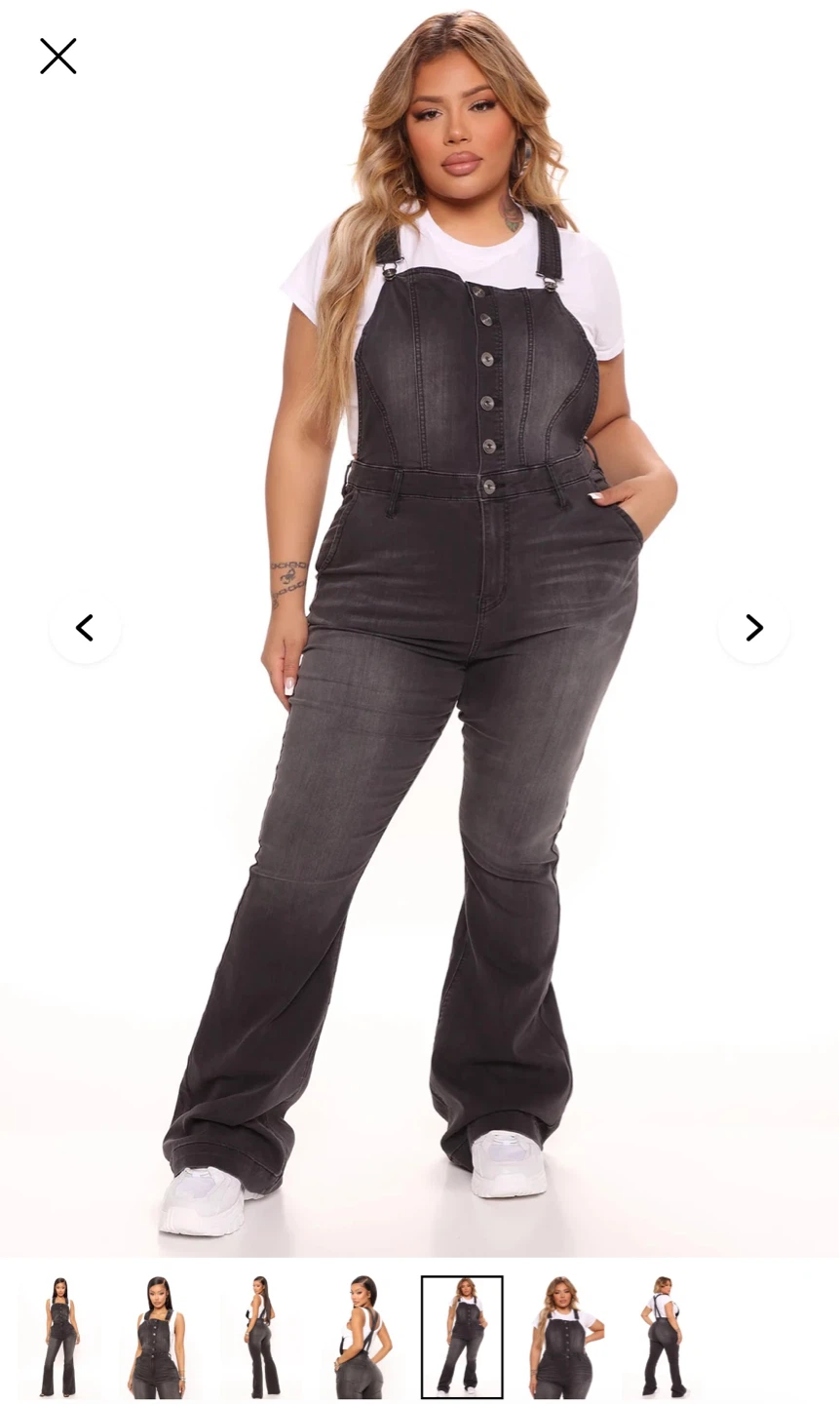 Denim stretch Overalls - Charcoal Wash plus size