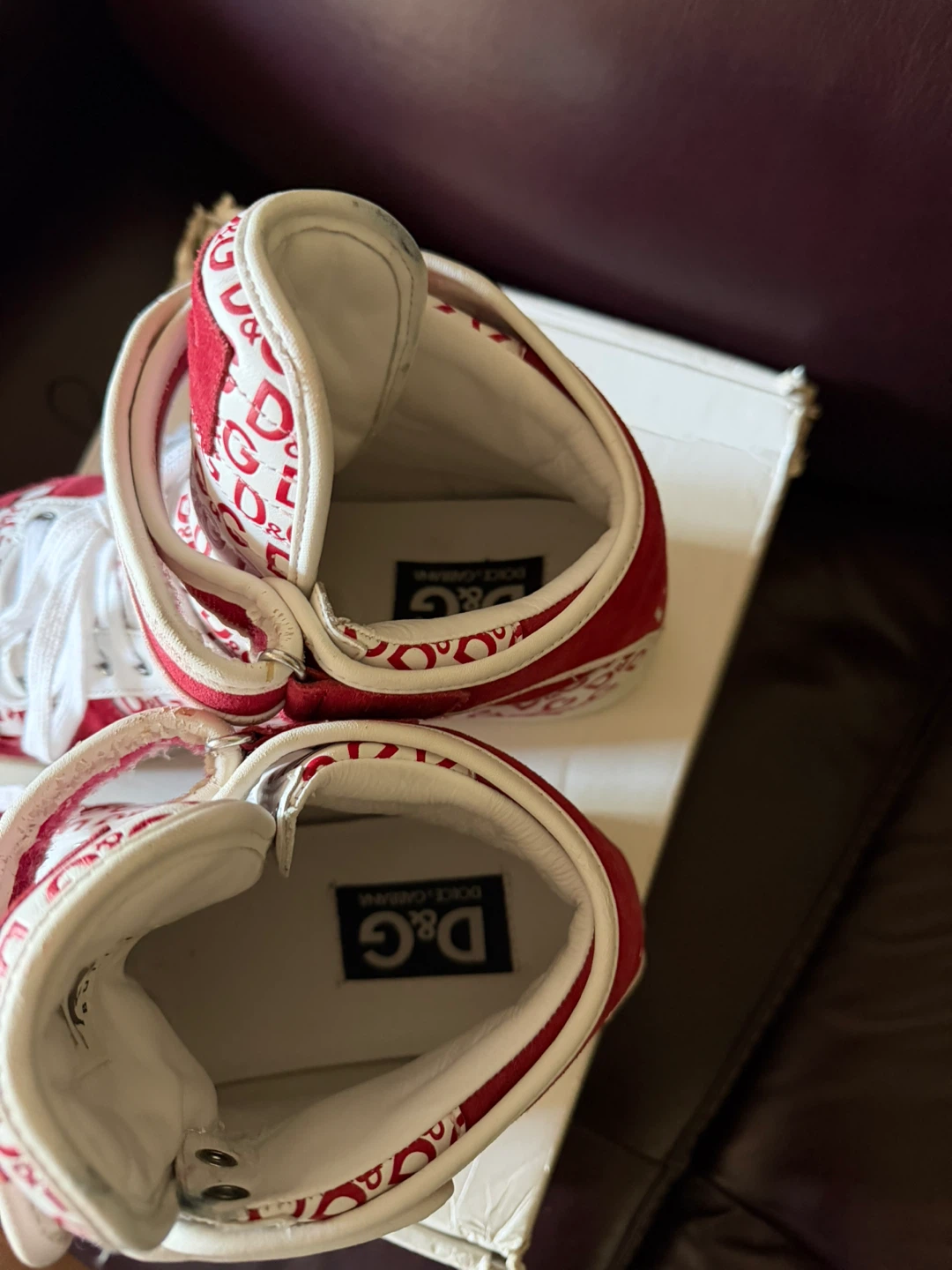 D&G High Top Sneakers - Red/White Monogram - photo 5