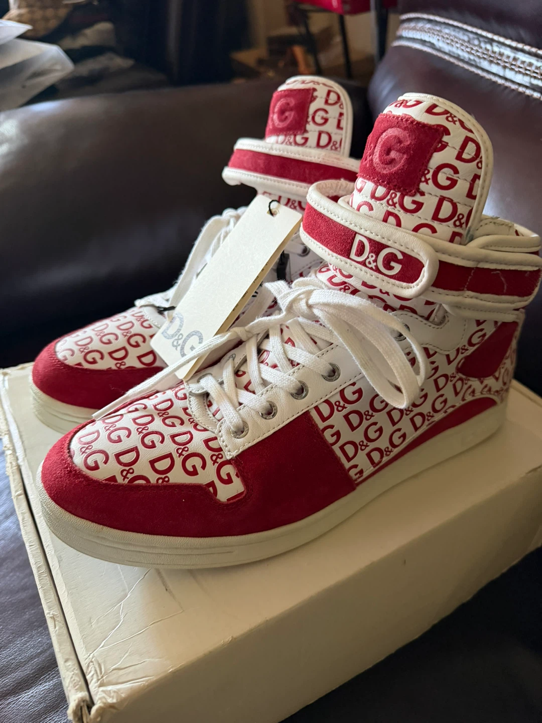 D&G High Top Sneakers - Red/White Monogram - photo 4