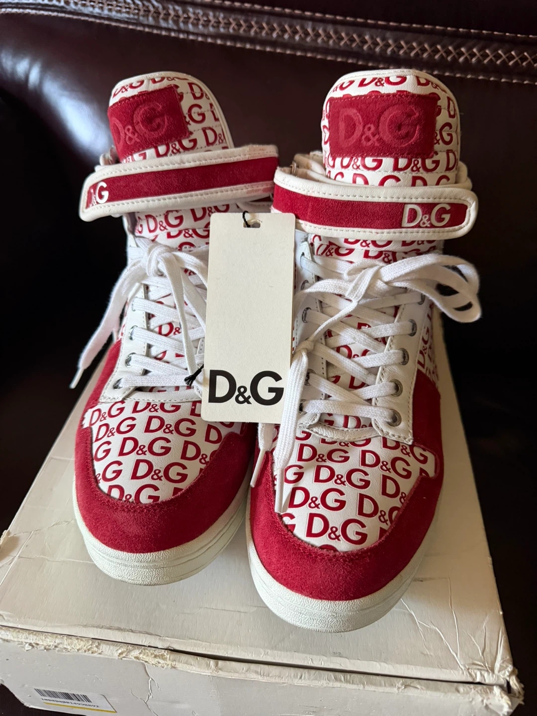 D&G High Top Sneakers - Red/White Monogram - photo 2
