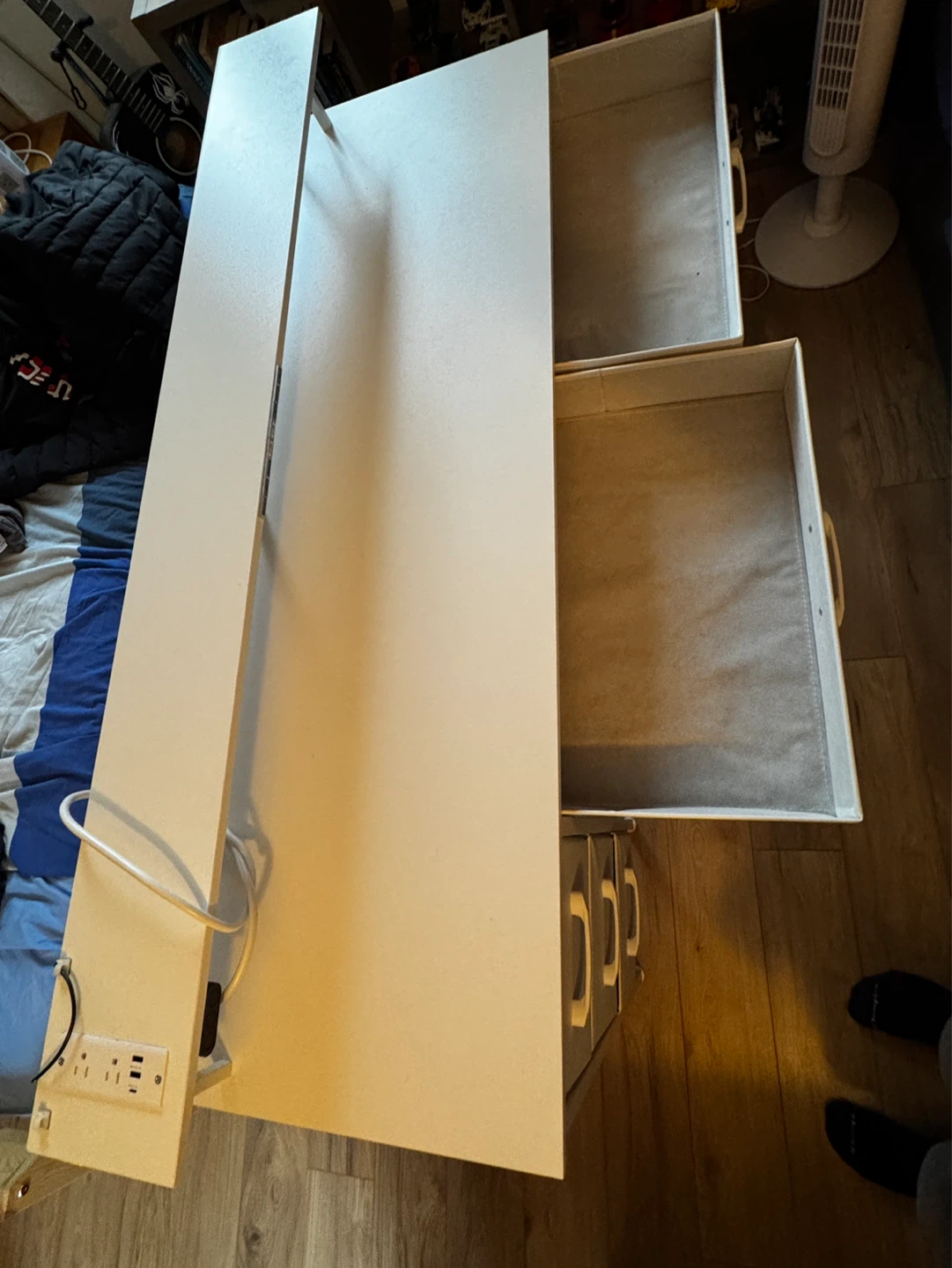 White Desk with Drawers and Built-in Power Outlet - photo 3